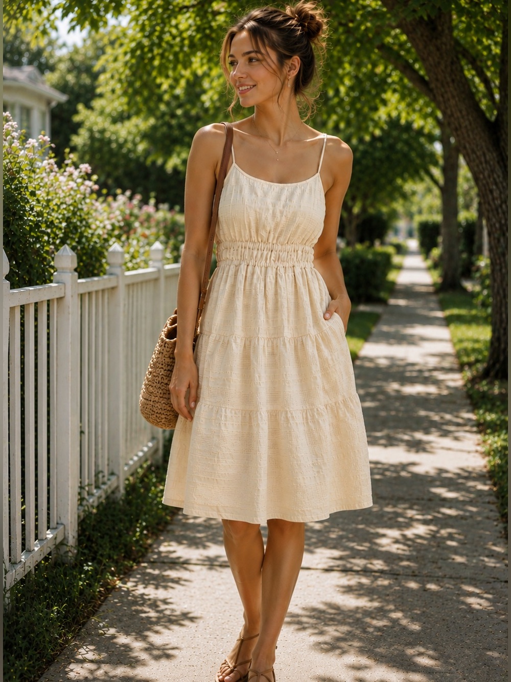 NWT Joe Fresh Cream Textured Summer Dress with Side Pocket